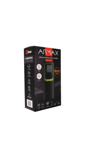 Inflador Portatil AIRMAX +Linterna + Powerbank 8000mAh, 150psi